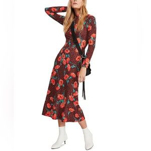Free People retro romance floral midi dress